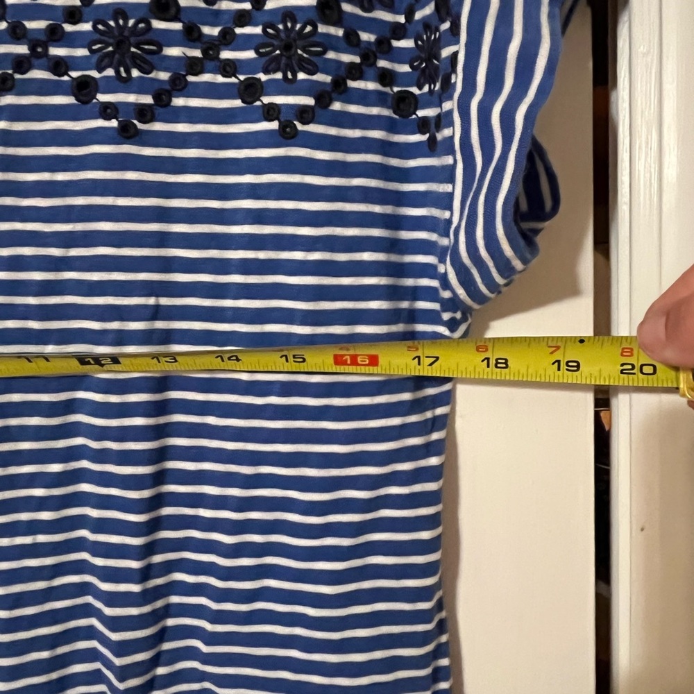 Talbots Blue Striped Tee with Embroidery Detail - Picture 2 of 8